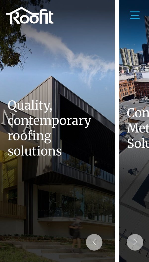 Roofit QLD website homepage on mobile