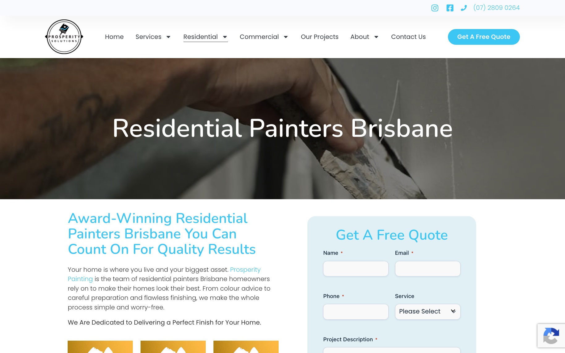 Prosperity Painting residential painters page, desktop