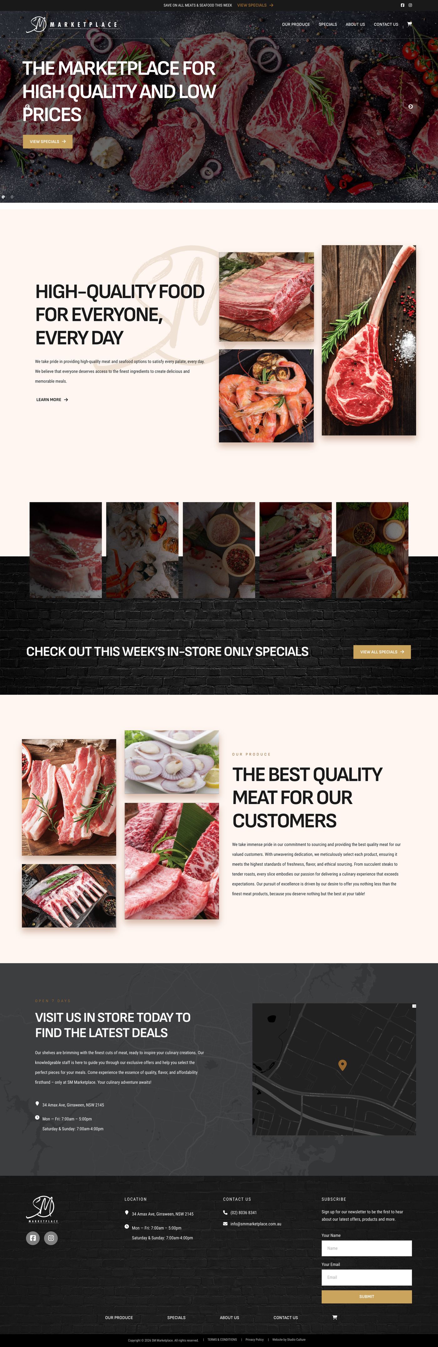 SM Marketplace homepage, full length, desktop