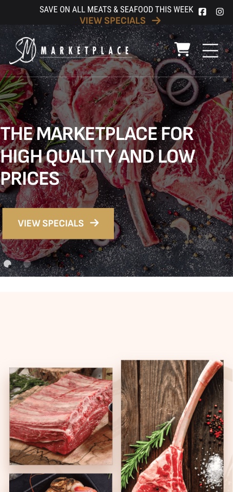 SM Marketplace homepage, mobile