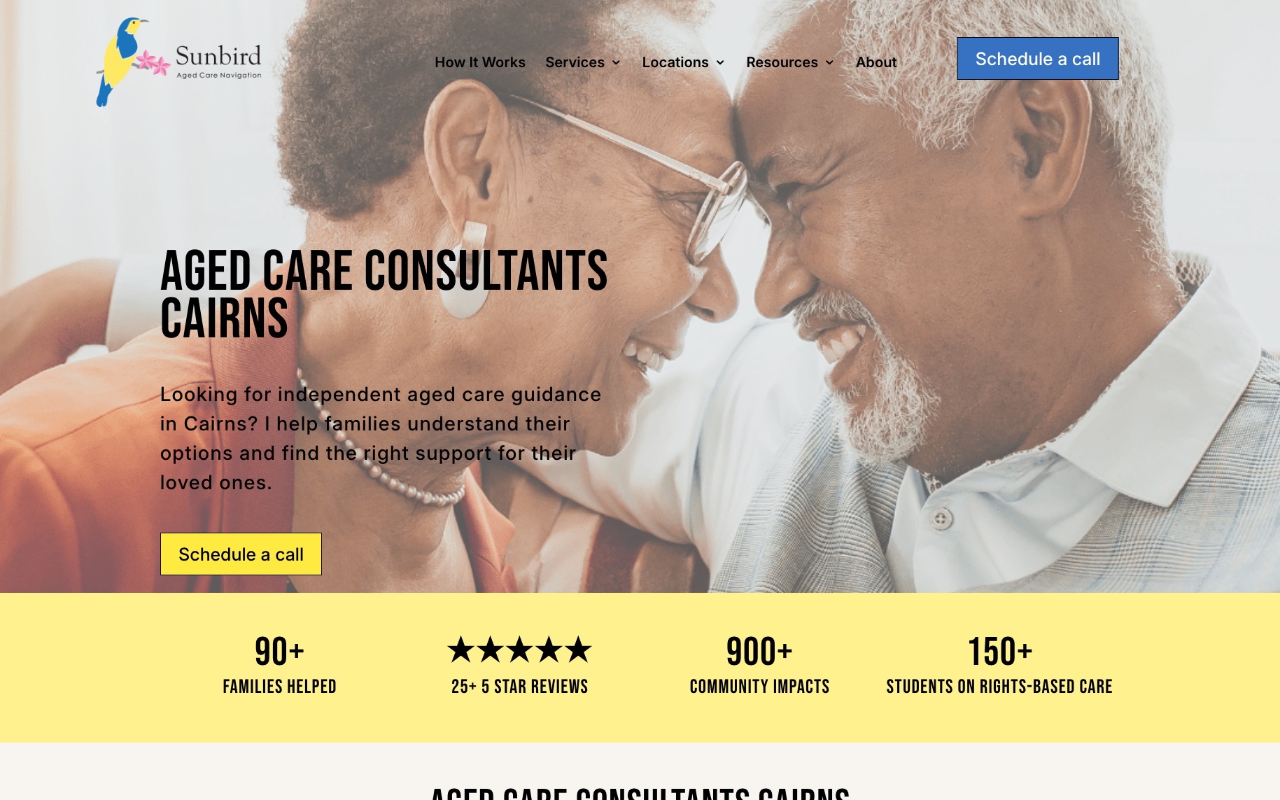 Sunbird Aged Care Navigation Cairns consultants page, desktop