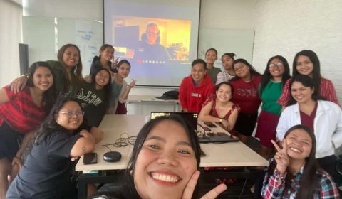 The Dominate Digital team on a video call in the office